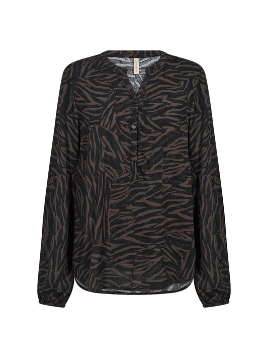 Blusenshirt SC-Sade 2, schokobraun gemustert