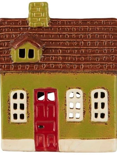 Haus für Teelicht My hometown grün/rote Tür