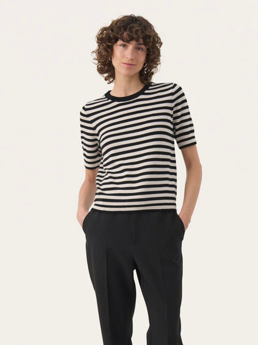 Halbarmpullover Natanya PW natur/schwarz gestreift