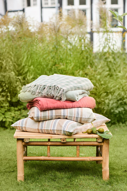 Dekokissen Leinen gestreift 52x52cm