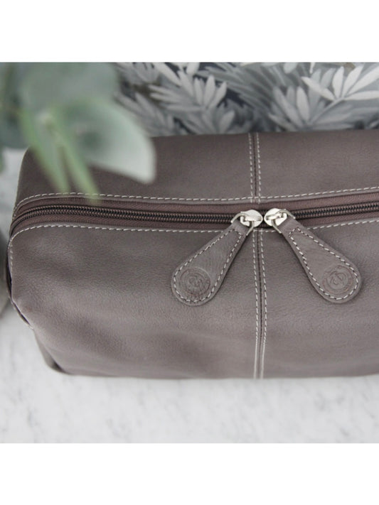 Kulturtasche Leder schwarz, in 2 Größen