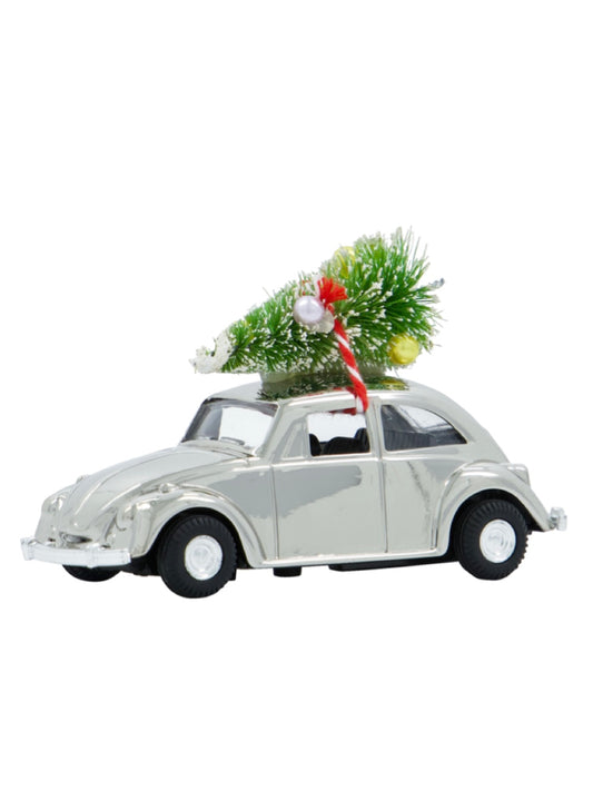 Dekoauto Xmas car silber 8,5cm