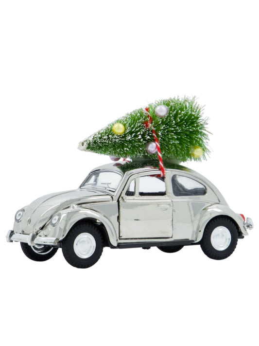 Dekoauto Xmas car silber 12,5cm