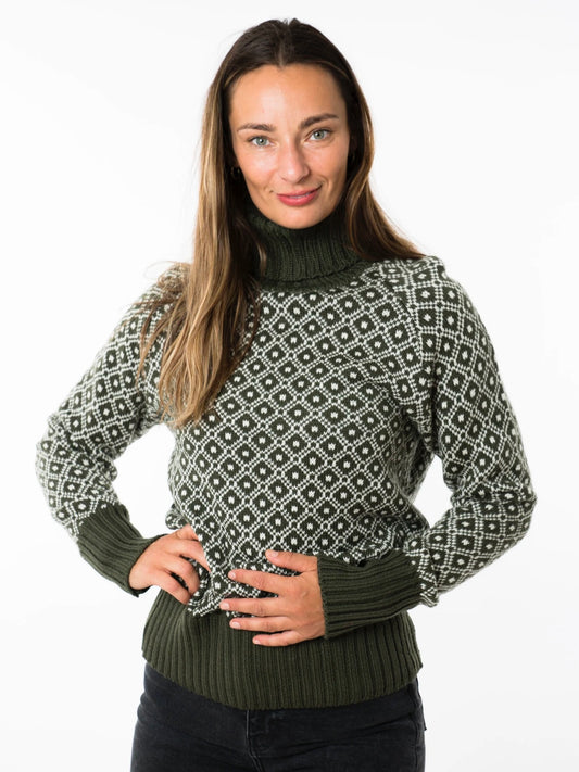 Norweger Pullover Lila olivgrün