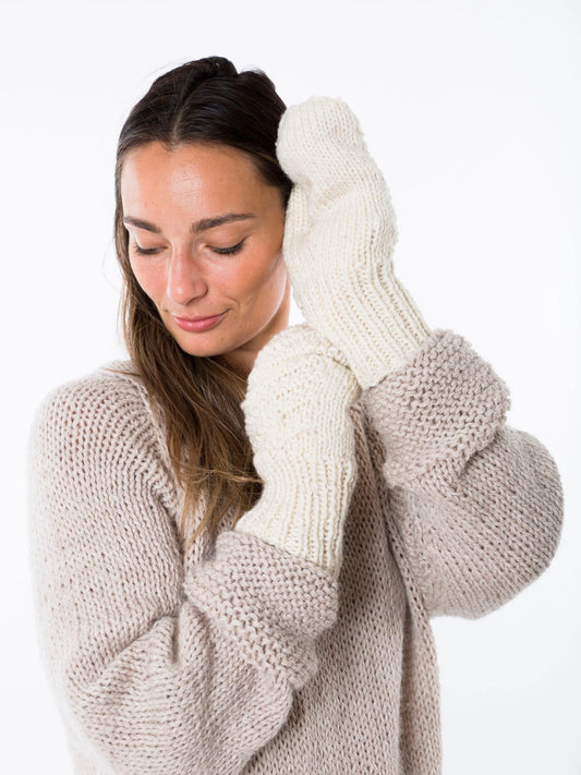 Strickfäustlinge Duchess wollweiß