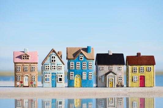 Haus für Teelicht Visby sand mit Fahrrad