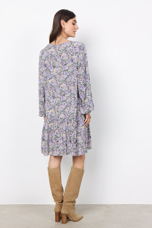 Stufenkleid SC-Adine 3 flieder/grau gemustert