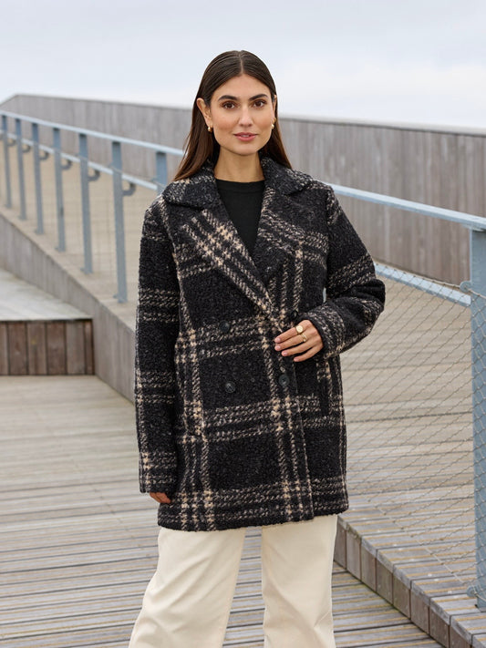 Flauschjacke SC-Gisa 2 schwarz/sand kariert