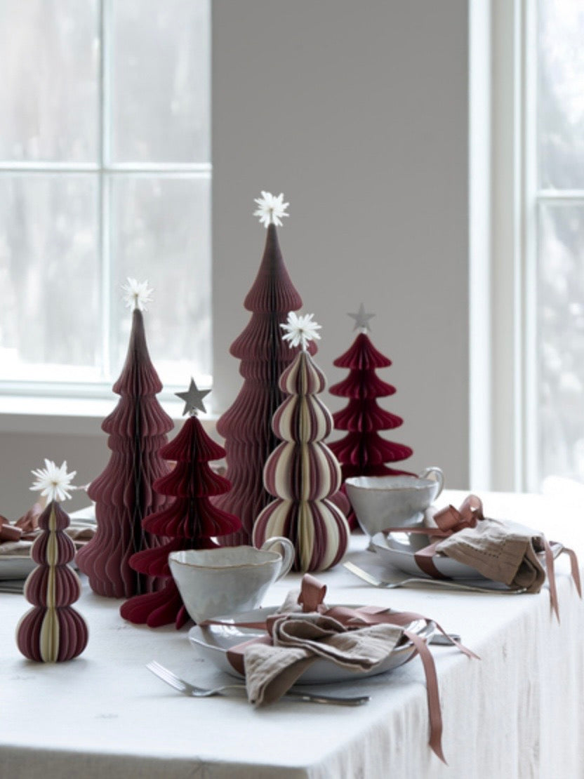 Deko Baum Paulinia 15cm dark rose/off white