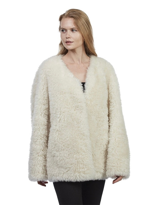 Webpelzjacke Line wollweiß