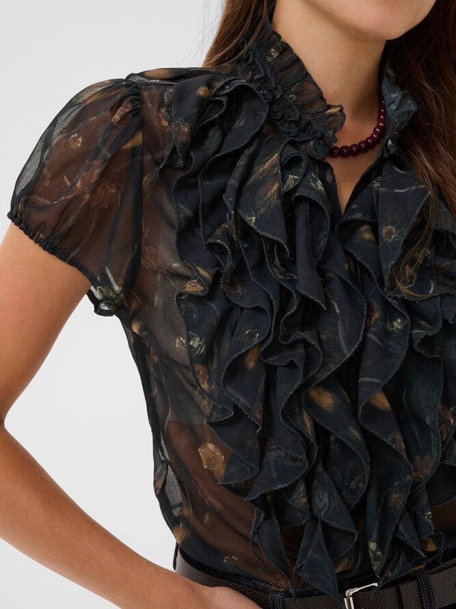 Bluse Lilja SZ Crinkle Black Washed Dandelions