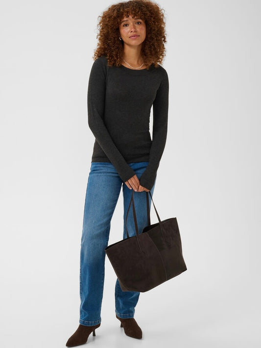 Pullover KAlizza boatneck LS dark grey melange
