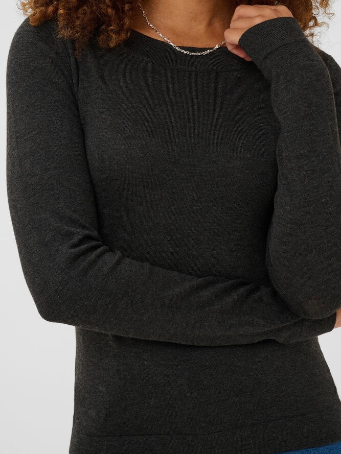 Pullover KAlizza boatneck LS dark grey melange