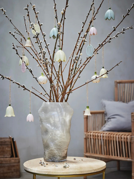 Deko-Anhänger Blume Dehlia Keramik gelb