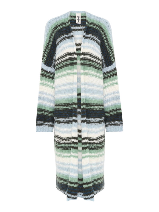 Strickjacke Karo TT mint/grau gestreift