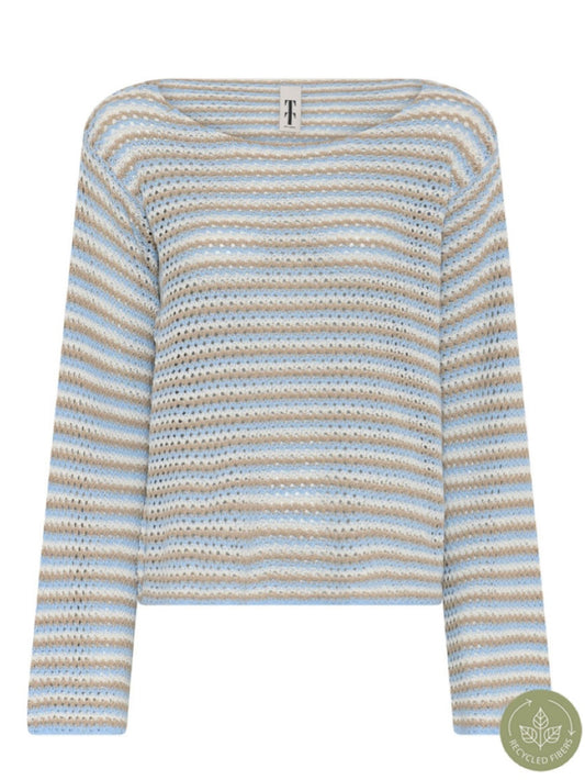 Pullover Kabaya TT hellblau/taupe Streifen