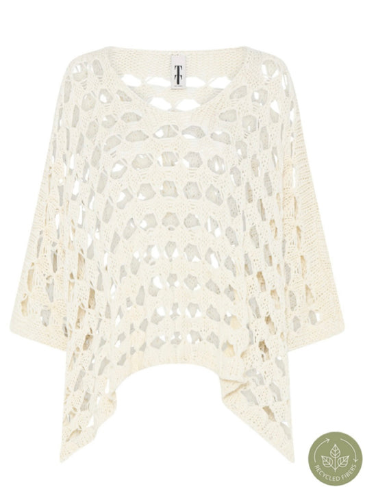 Poncho Komma TT hole knit offwhite