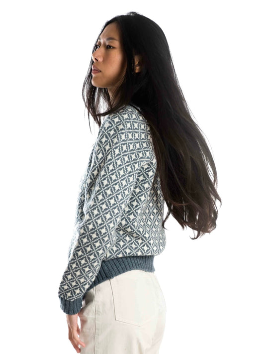 Norweger Pullover Alma silver blue/off white