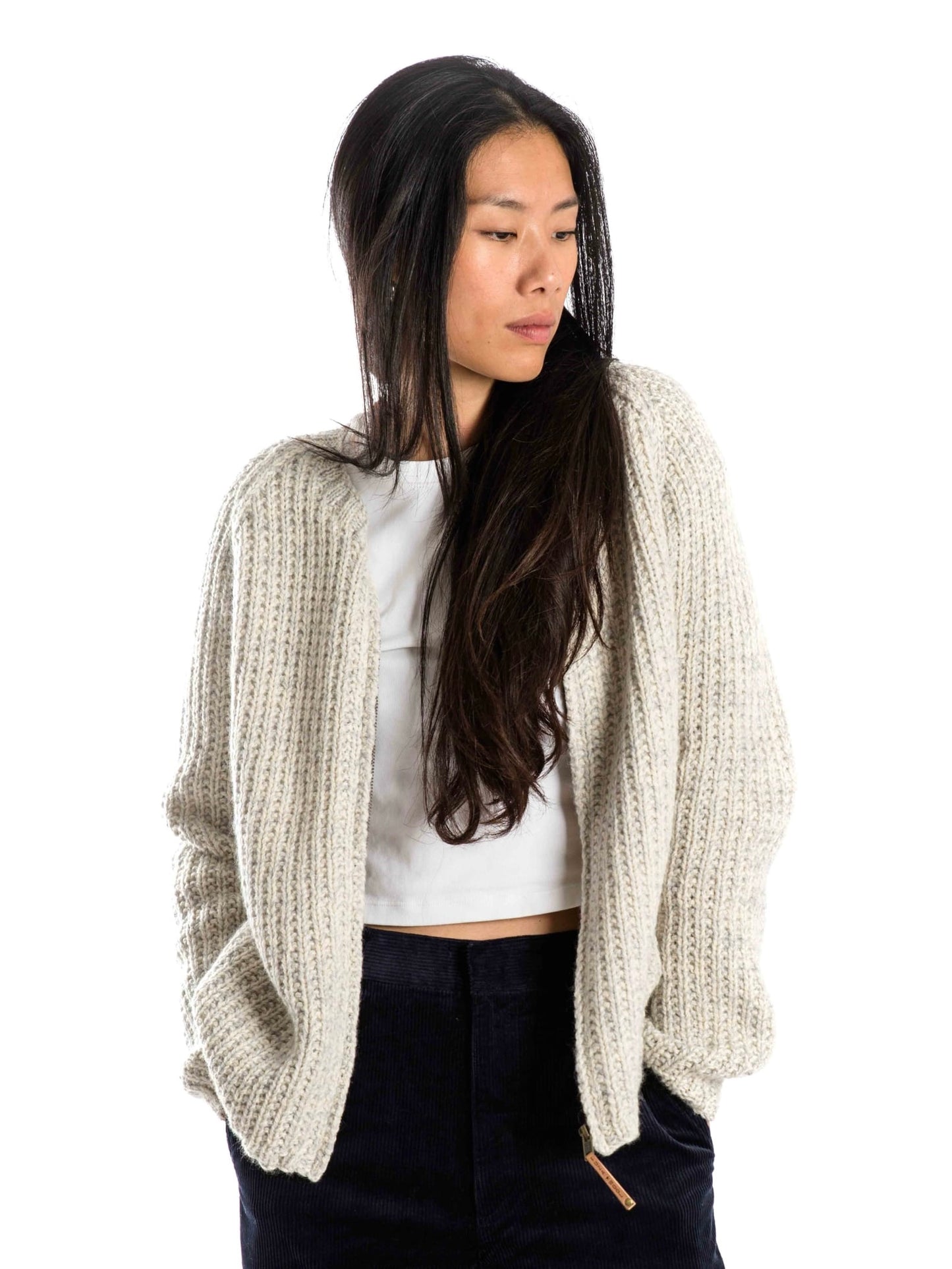 Norweger Strickjacke Sol round neck natural