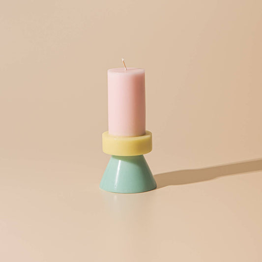 STACK CANDLE TALL - FLOSS PINK / PALE YELLOW / MINT