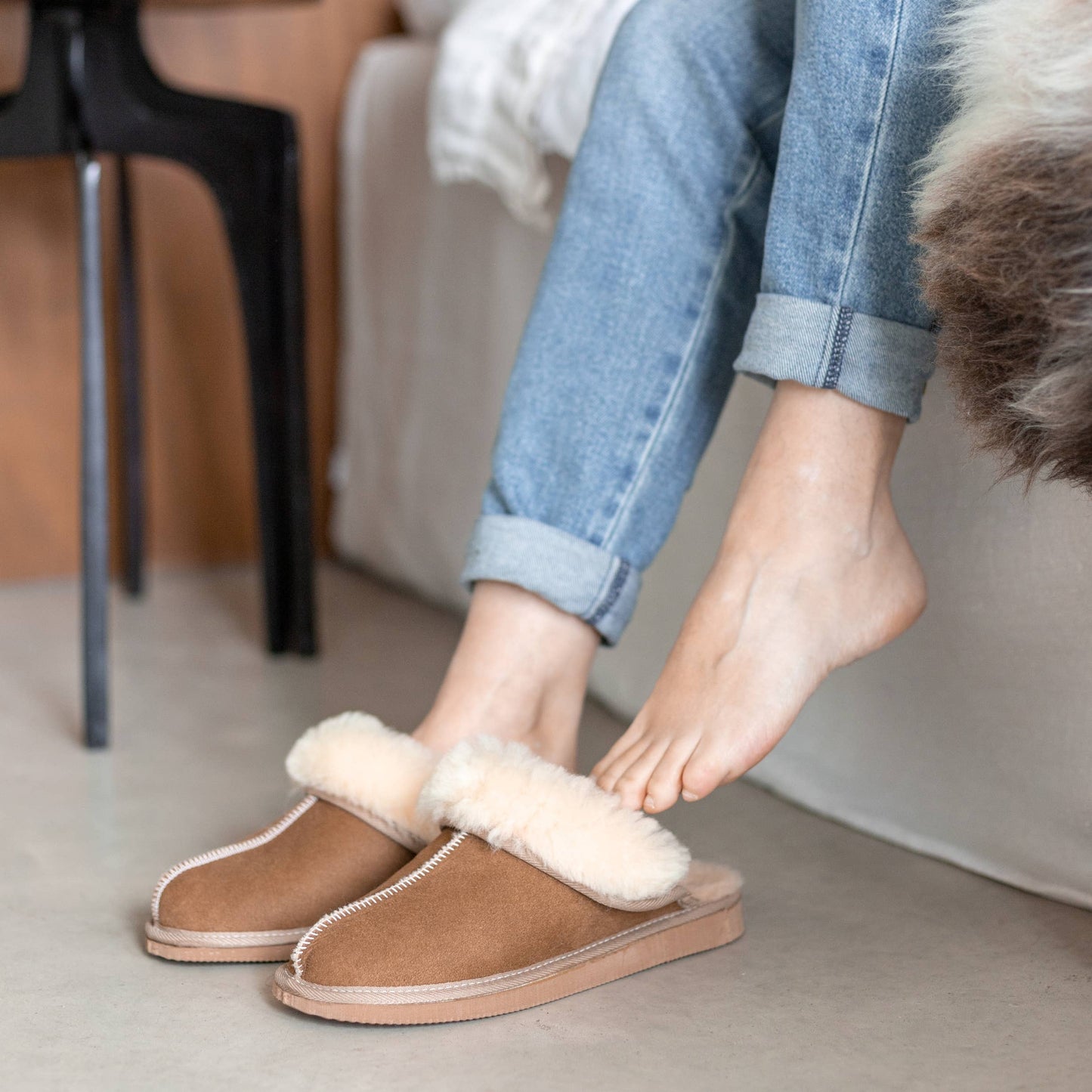 Damenhausschuhe aus Lammfell - Van Buren