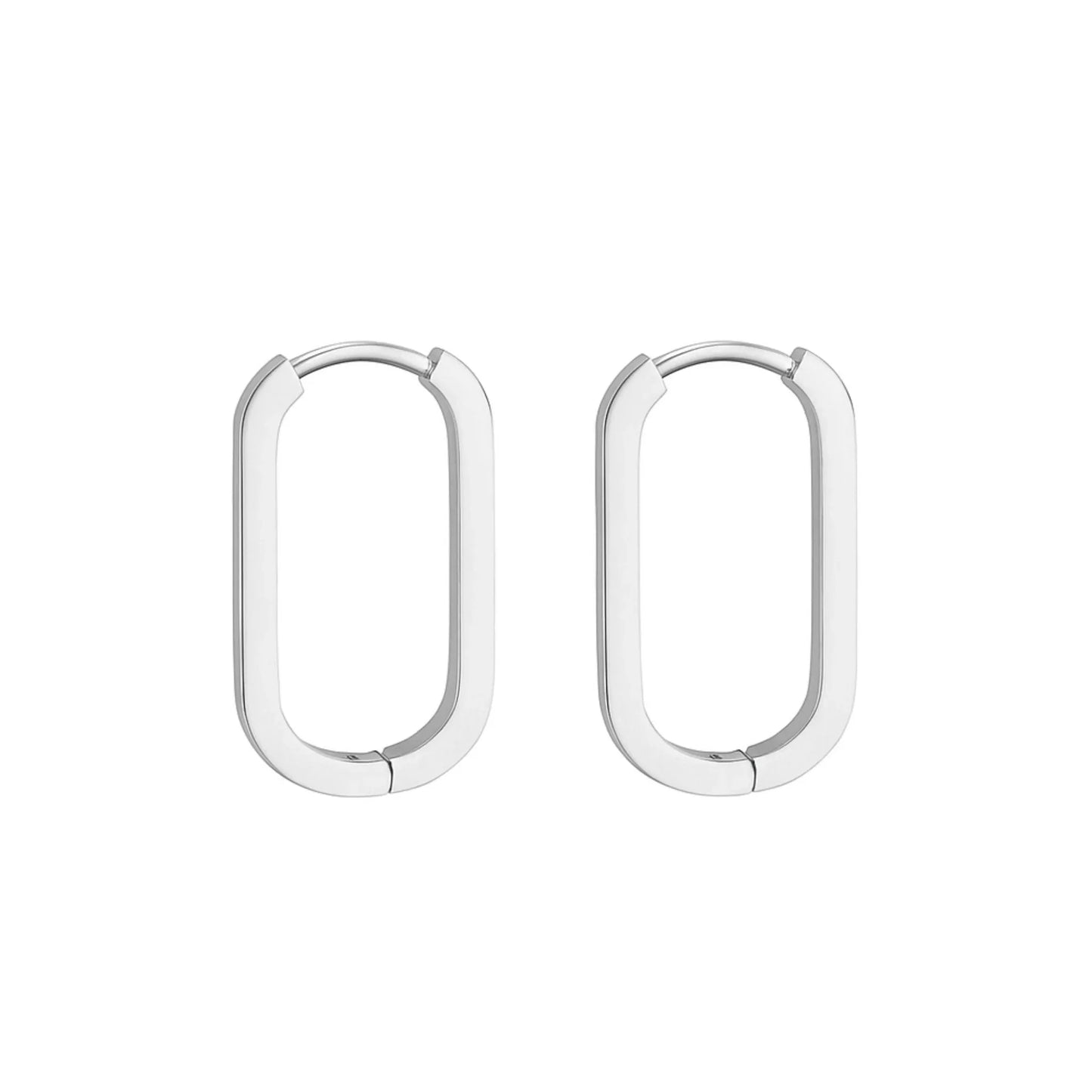 OVAL HOOP EARRING SILVER