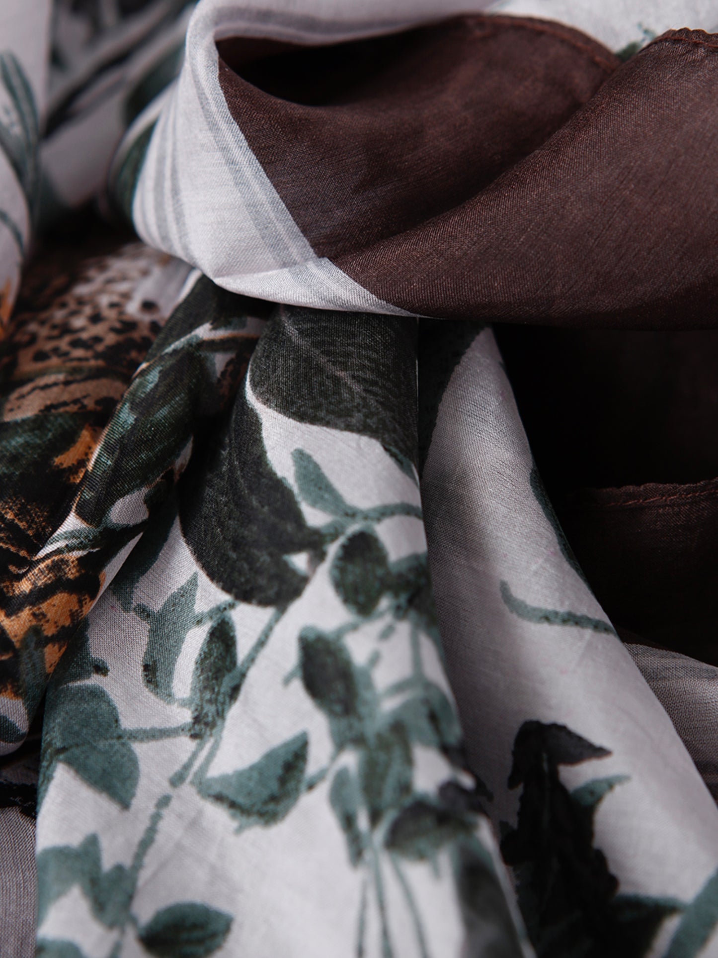 Seidenschal Maria grau/braun