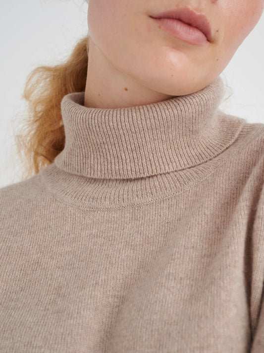 Cashmere Pullover Lukka Roll Neck beige meliert