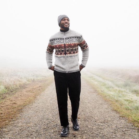 Apu Kuntur - Alpaka Herrenstrickjacke FIESTA