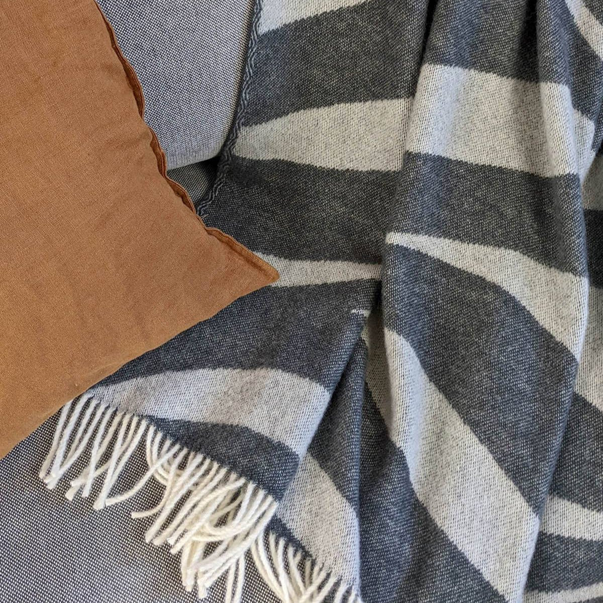 Wolldecke aus 100 % Schurwolle - dunkles Granit