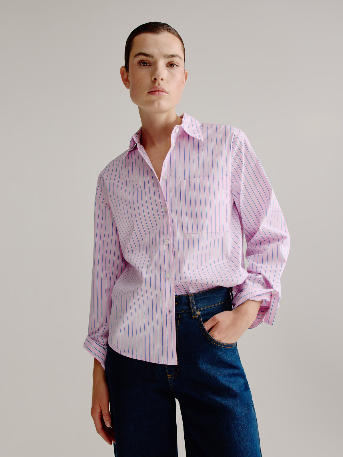 Bluse Leon light pink stripe