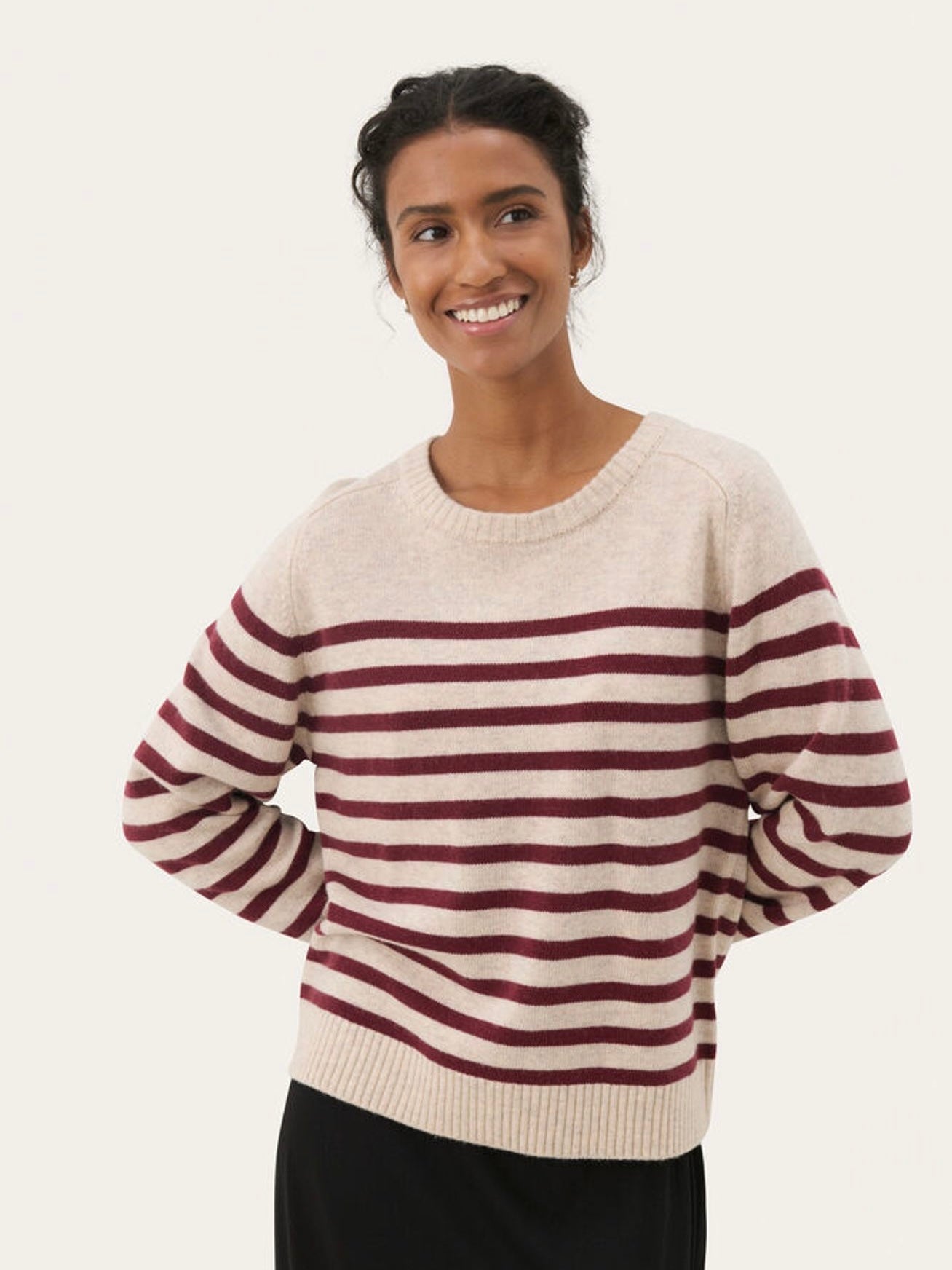 Pullover Niaka PW tawny port stripe