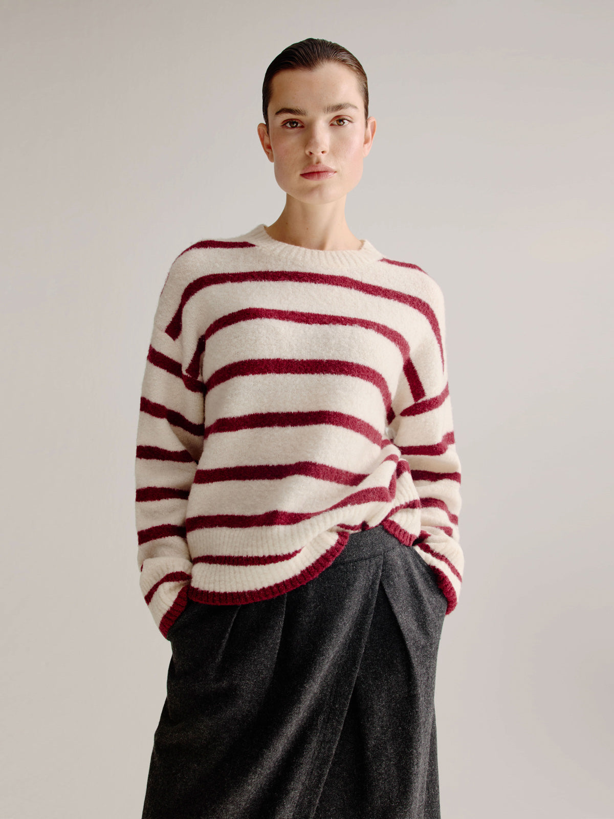 Pullover Lorena bordeaux stripe