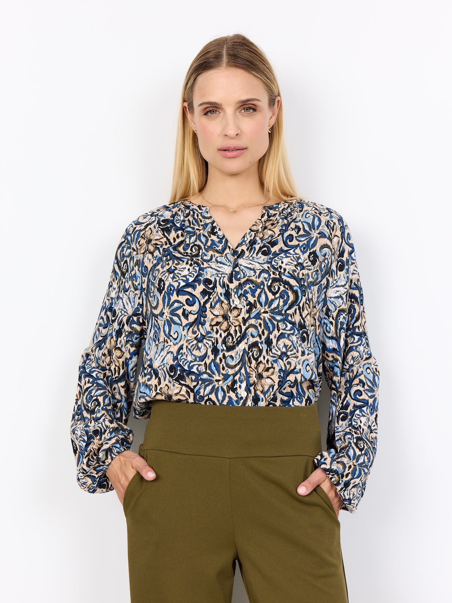 Blusenshirt SC-Vava 1 kobaltblau gemustert