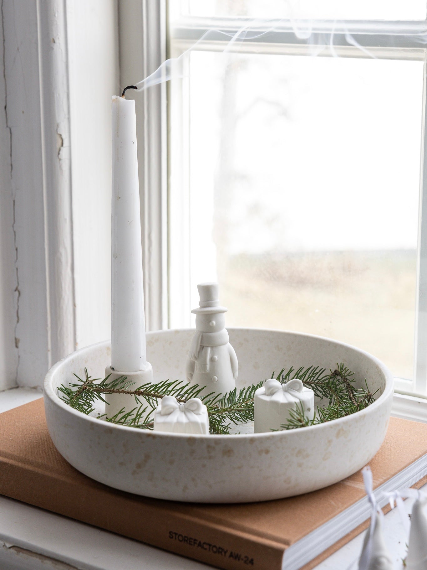 Deko-Schneemann Rune weiß