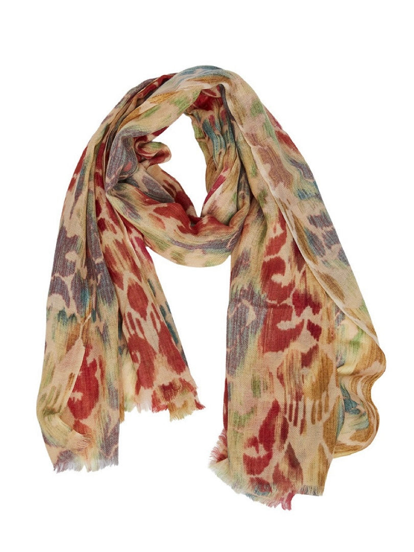 Wollschal Anna red/blue mix