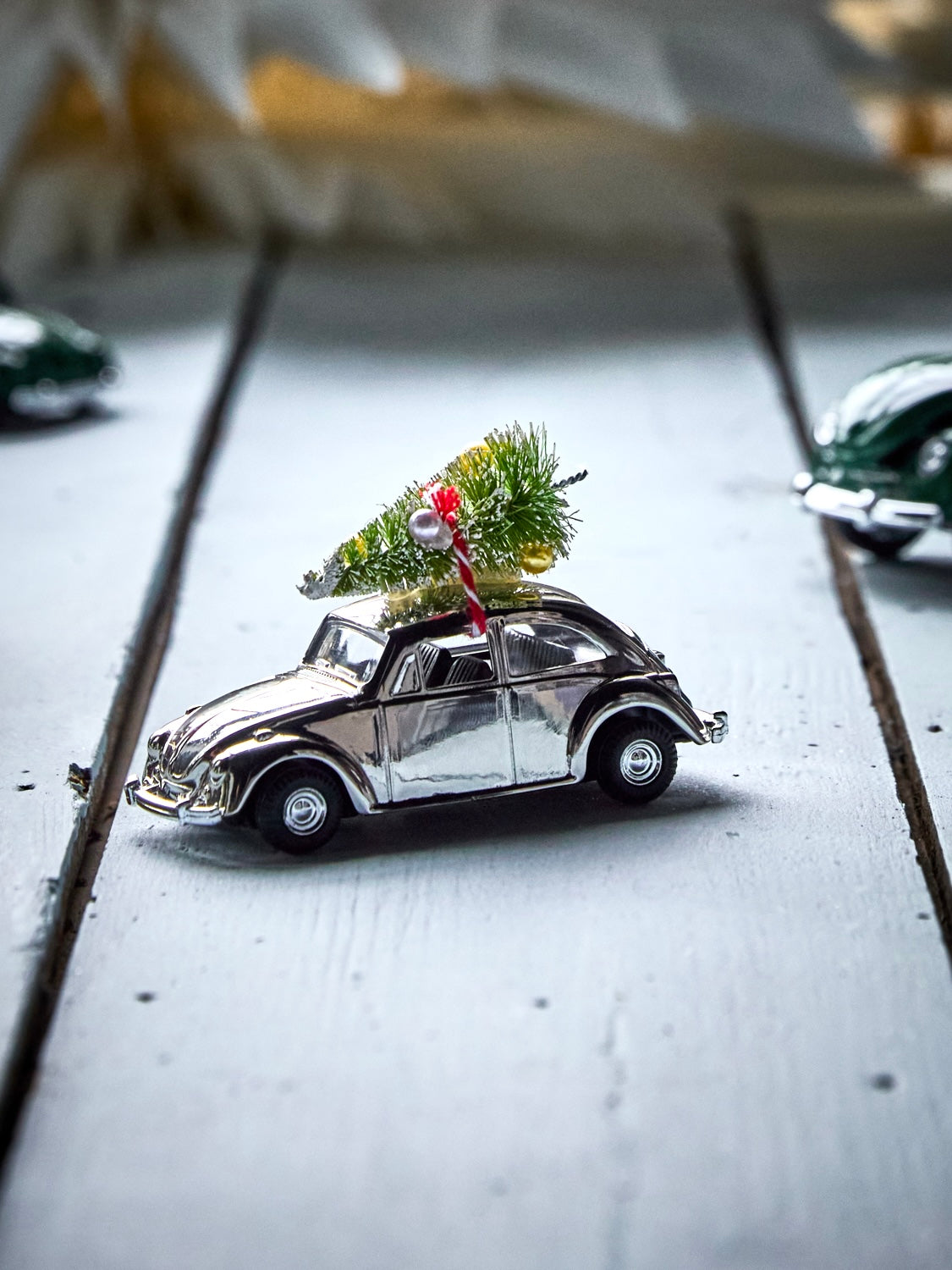 Dekoauto Xmas car silber 8,5cm