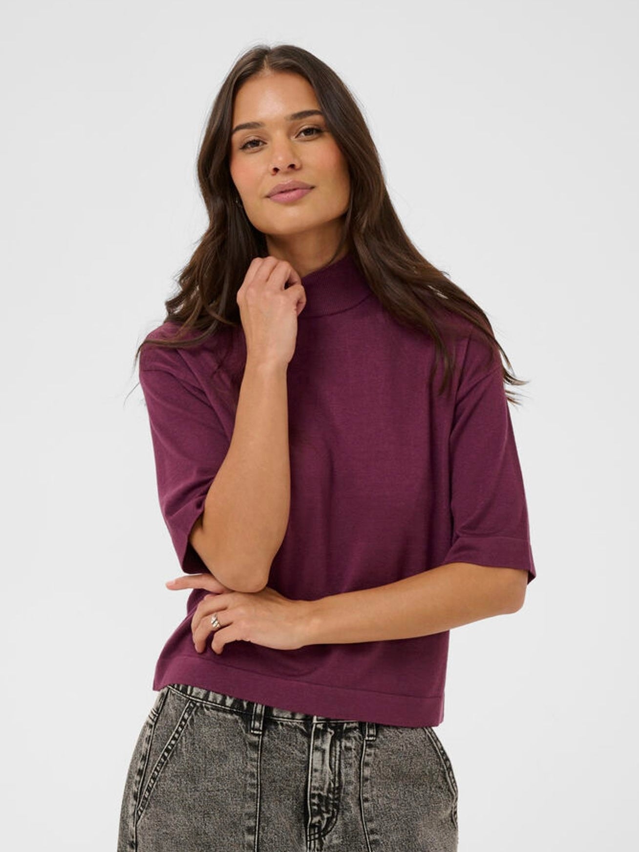 Pullover Lizza KA turtleneck mauve wine