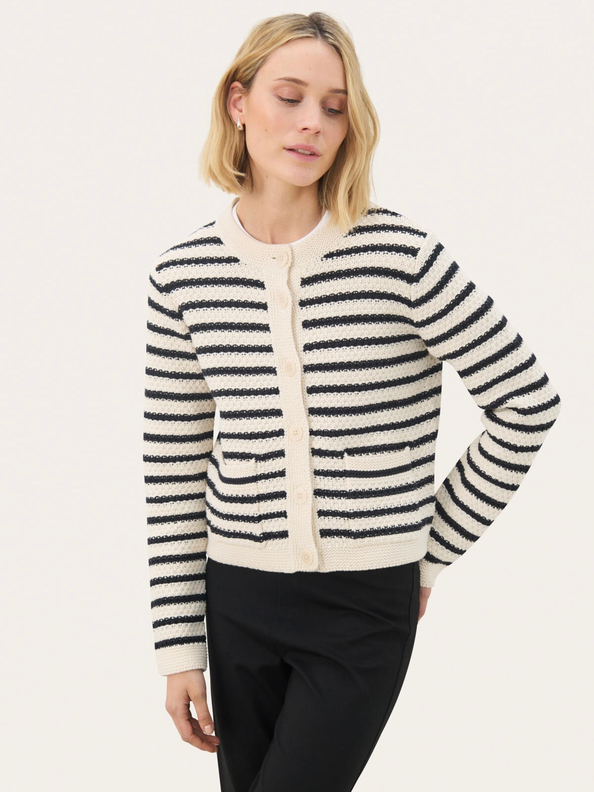 Strickjacke Elmie PW dark navy stripe