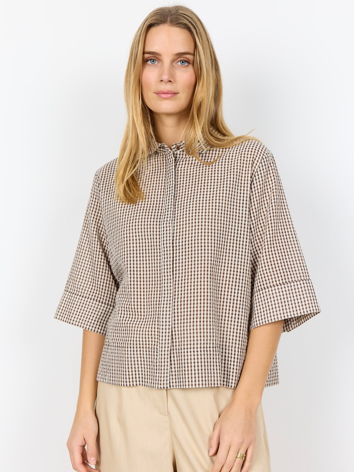 Hemdbluse SC-Canelita 1 camel/weiß kariert
