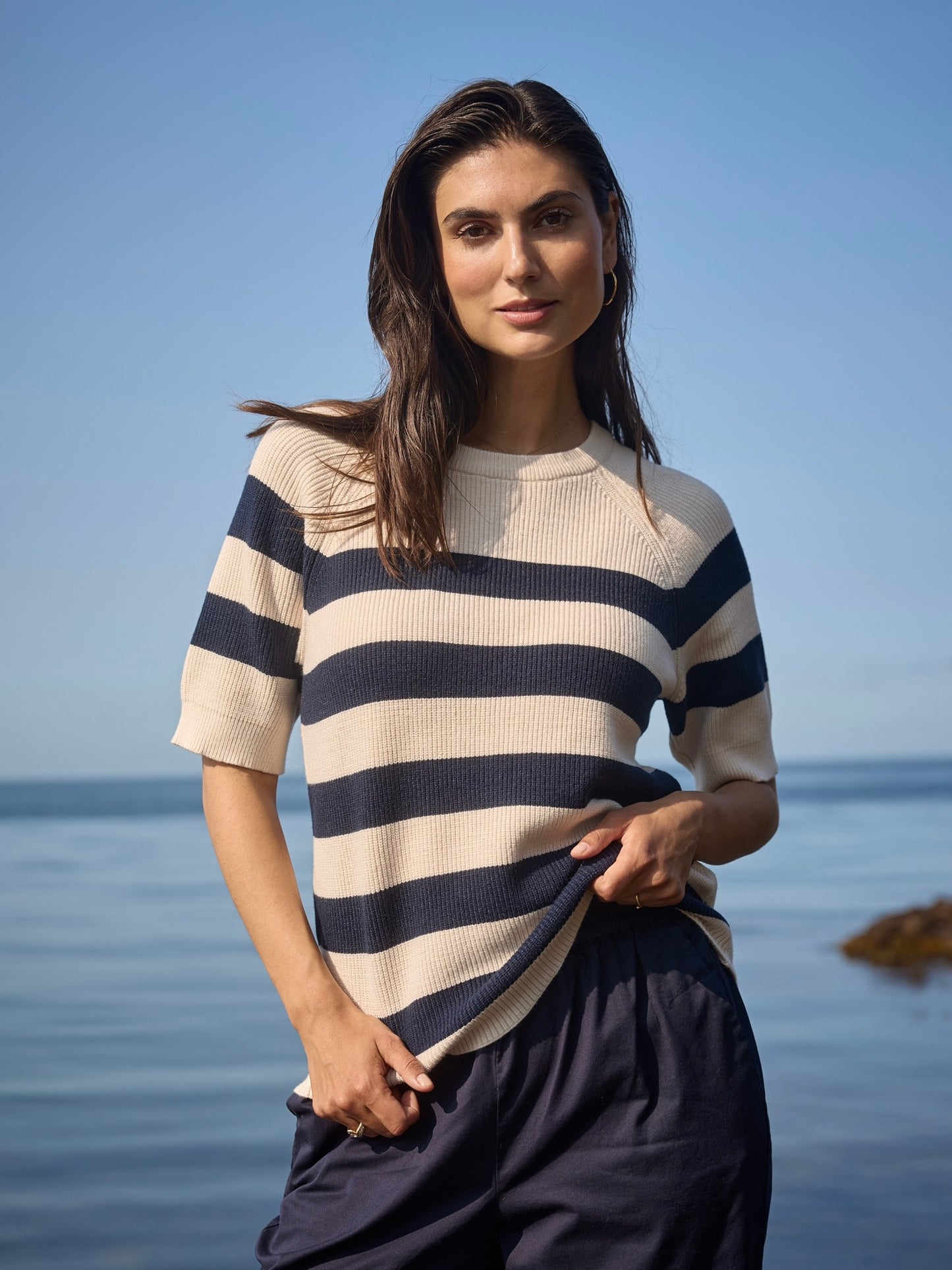 Streifenpullover SC-Kanita 35 navy/cremeweiß