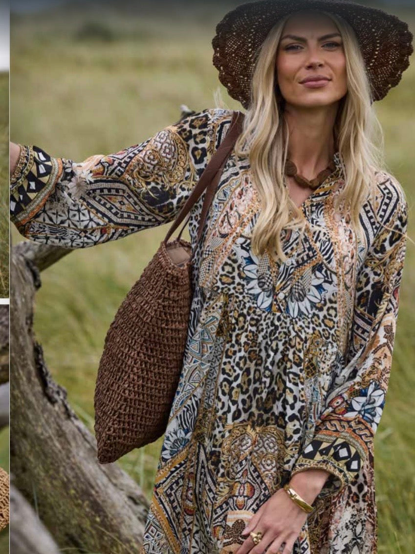 Sommerkleid Olivia braun multicolor