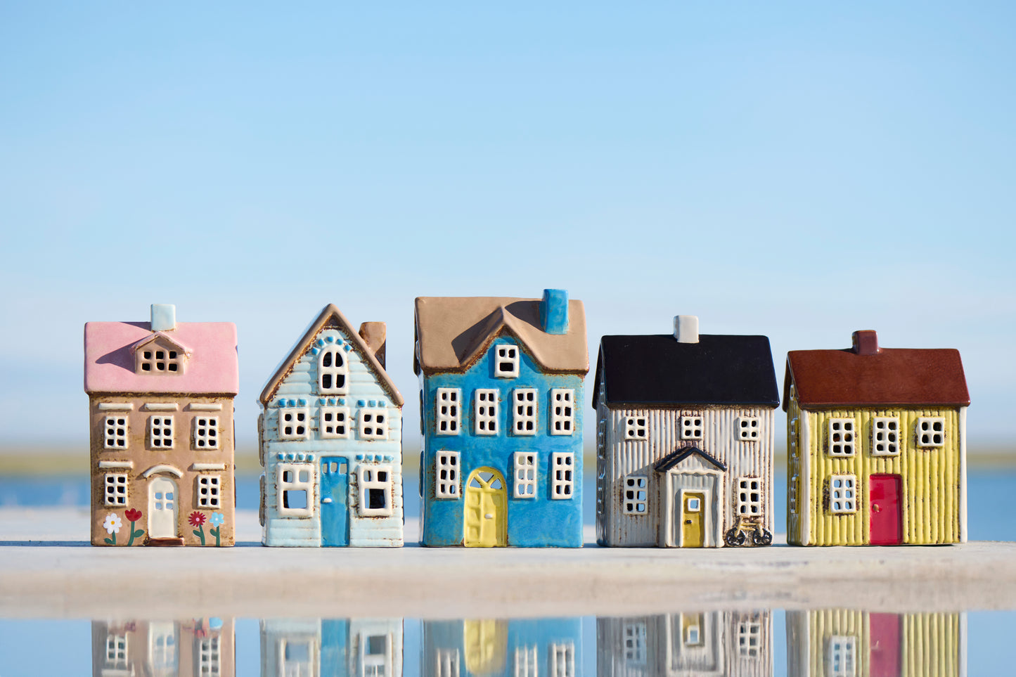 Haus für Teelicht Visby sand mit Fahrrad