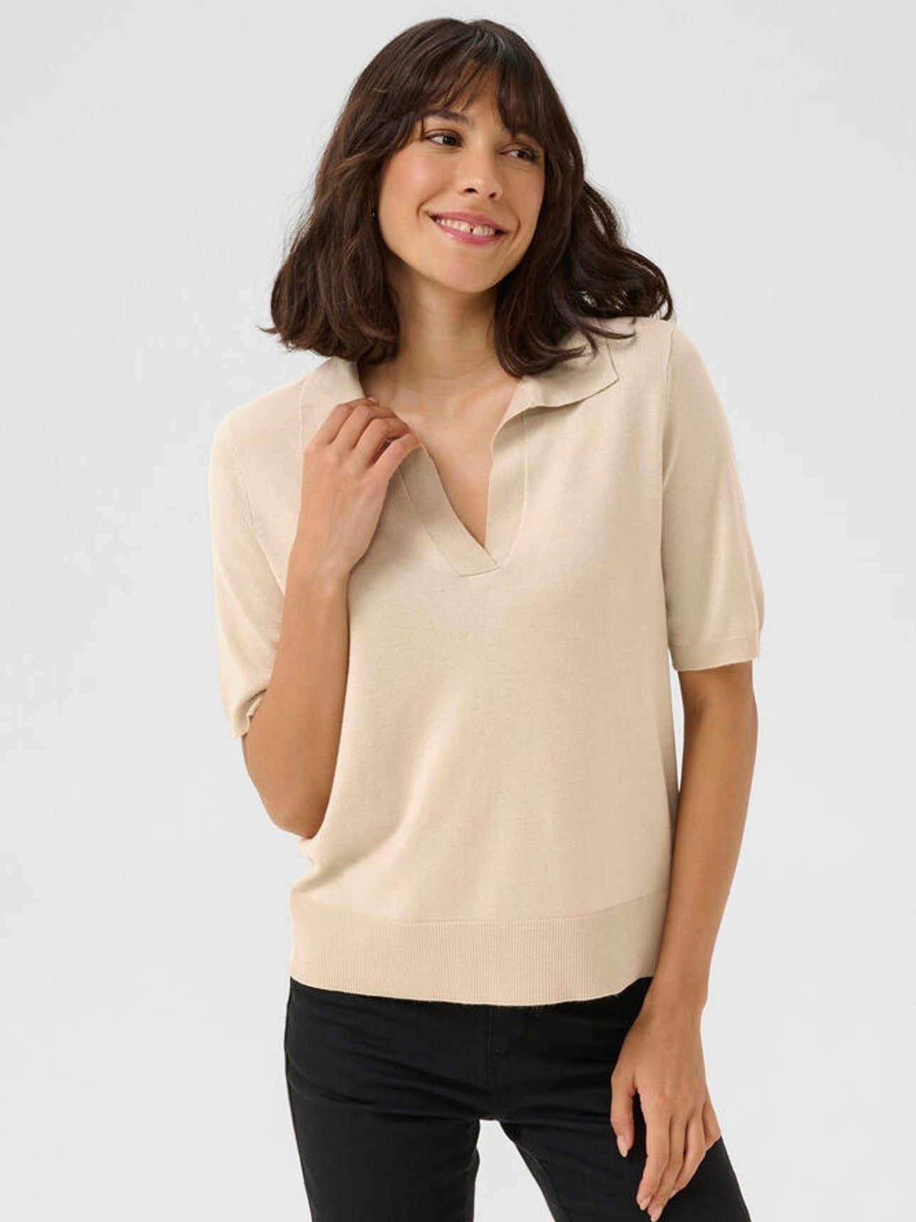 Pullover Lizza KA V-neck Polo feather gray