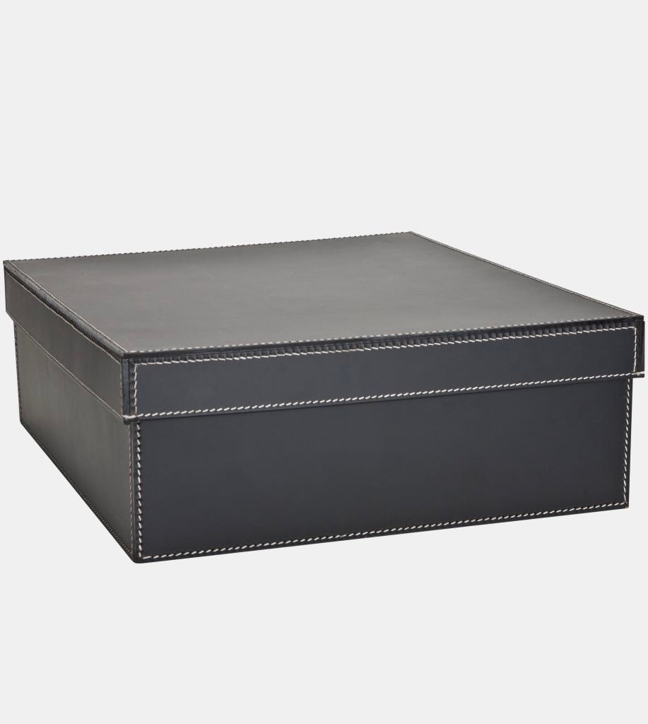 Aufbewahrungsbox mit Deckel Leder schwarz, in 3 Größen