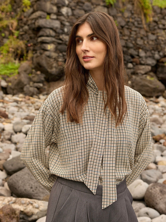 Bluse SC-Halia 2 braun/blau kariert