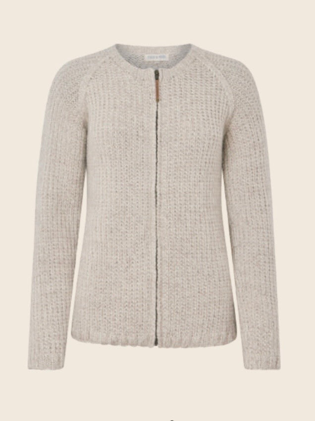 Norweger Strickjacke Sol round neck light beige