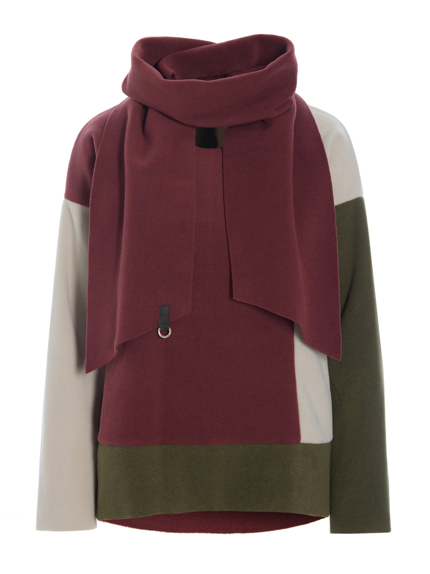 Fleece Pullover 1412 PATCH W. SCARF bordeaux mix