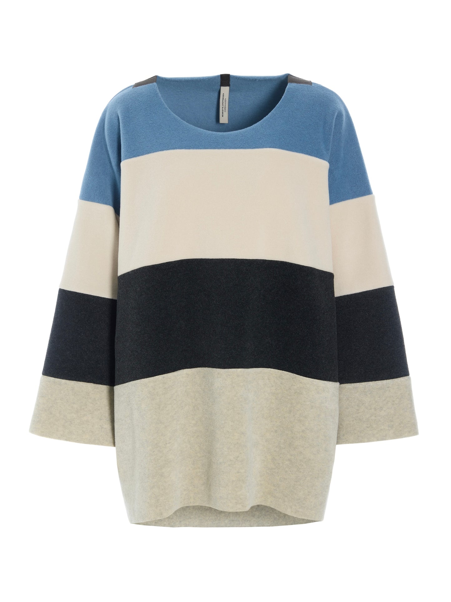 Fleece Pullover 1417 color blocking dusty blue mix