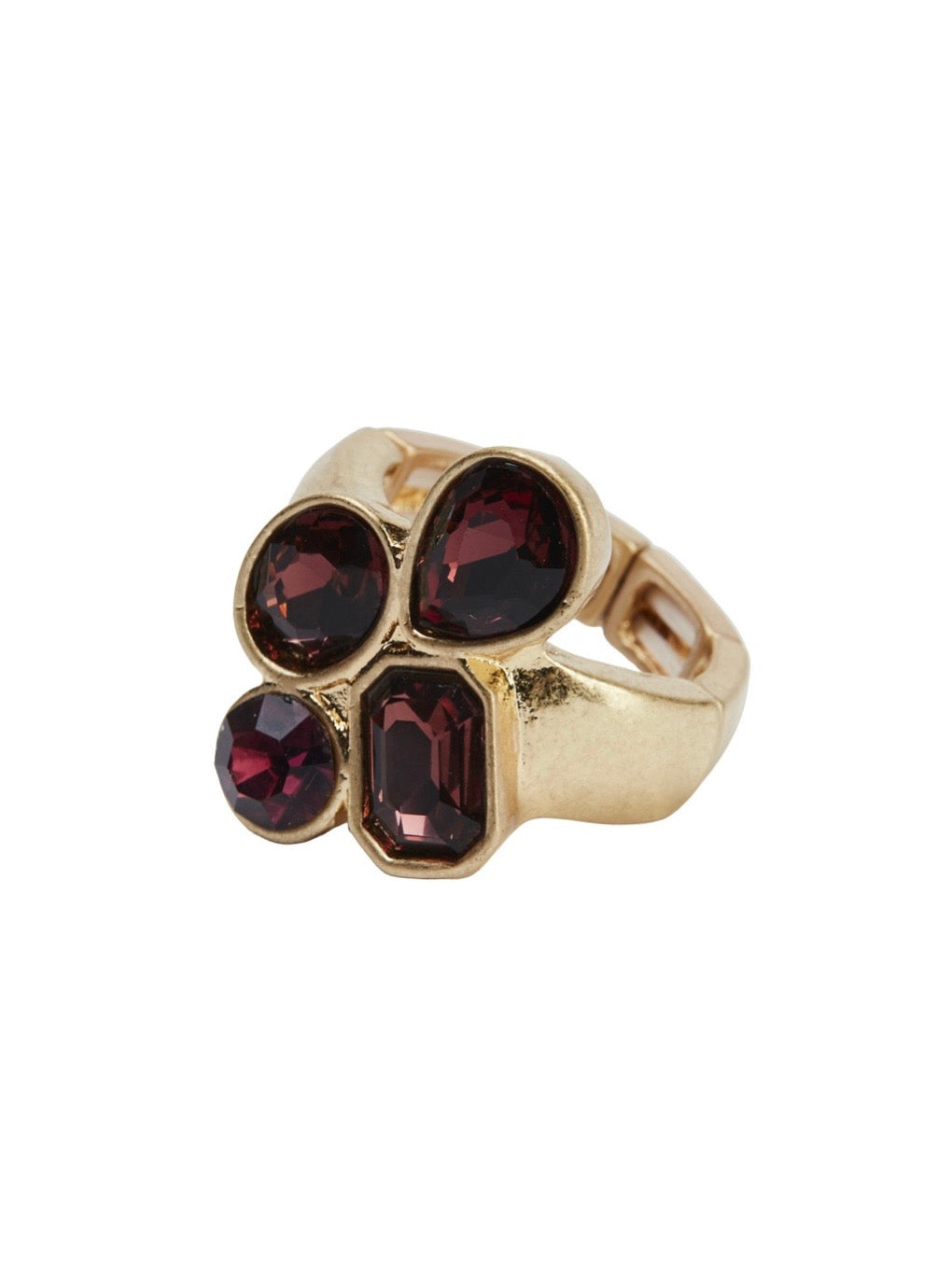 Ring Ava goldfarben mit burgund Steinen
